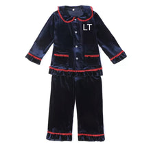 Load image into Gallery viewer, Personalised Navy Velvet Pyjamas - Ruby &amp; Ralph Boutique