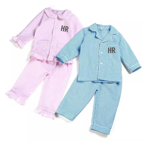 Personalised Longsleeve Seersucker Pyjamas - Ruby & Ralph Boutique