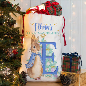 Personalised Rabbit Christmas Sack Childrens Xmas Present Stocking Kids Gift Bag - Ruby & Ralph Boutique
