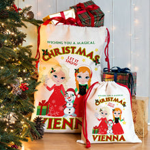 Load image into Gallery viewer, Personalised Frozen Christmas Sack Girls Santa Xmas Bag Anna Elsa Present Gift - Ruby &amp; Ralph Boutique