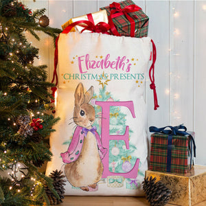 Personalised Rabbit Christmas Sack Childrens Xmas Present Stocking Kids Gift Bag - Ruby & Ralph Boutique